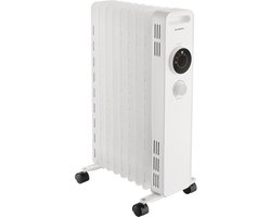 Kumtel Olieradiator - Elektrische Kachel - Thermostaat - Chauffage electrique - 3 Standen - tot 2000W - Gemakkelijk Draagbaar - Antivriessysteem - 9 Vinnen Wit |