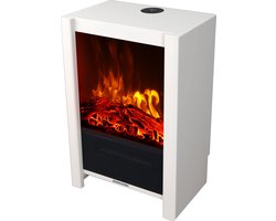 Lexorion Ignis - Kachel - Elektrische Kachel - Elektrische Openhaard - 2000W Elektrische Kachel - Sfeerhaard - Wit - Smart Elektrische Kachel met WiFi - Bijzettafel - Hoogwaardige Materialen - Timer - Smart App - Vlam Effect