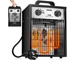 MASKO® Bouwkachel 3kW - Ventilatorkachel voor Binnen- en Buiten Elektrische Kachel Keramische Werkplaatskachel Electrische Verwarming 3000 Watt - Wit