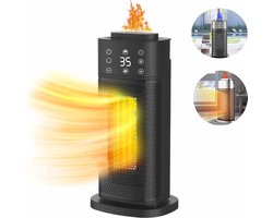 Meedeer Elektrische kachel-Ventilatorkachel met afstandsbediening-Elektrische Verwarming-Met Led-Haardvuureffect-3D Vlameffect-Geluidsarm-2000W-Verstelbare hoek-Regelbaar-Energiebesparend-Voor badkamer-Kamer-woonkamer-Zwart