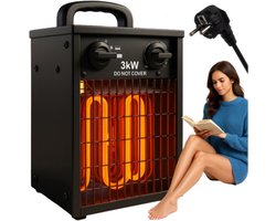 MOZY® - Elektrische Ventilatorkachel - 3000W - Zwart - 0 tot 85 °C - tot 30 m² - Antislip - Warme en Koude Lucht - Luchtverwarmer - Kachel - Heater