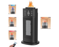 Multifunctionele Elektrische kachel Pro-2 IN 1 Elektrische Kachel & luchtbevochtiger -3D Vlameffect- Keramische Verwarming - Energiezuinige Heater - Ventilatorkachel met Thermostaat - Met Afstandsbediening -8/1400/2000W- Kerstcadeau-- Zwart