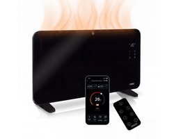 Princess Elektrische Paneelverwarming 1500B+ - Smart Glass Panel Heater - 1500W - Wifi App-bediening - Touchscreen - Thermostaat - Wandmontage - 348915