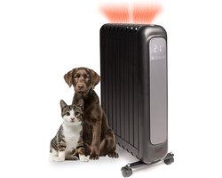 QLT Olie vrije radiator met Thermostaat - Smart Wifi telefoon bediening - 35m2 - Thermostaat en Timer – omvalbeveiliging– Wielen – Regelbare Thermostaat - Zwart