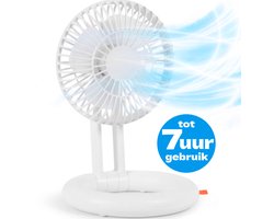 Tafelventilator Draadloos - 7 Uur - Opvouwbaar - Mini Aircooler - Stille Ventilator - USB Fan - Vakantie - Wit - Silvergear