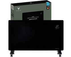 Varin® Smart Design Elektrische kachel - 2500W - 85x55cm - Zwart glas - IP24 - Met thermostaat - Wandmontage of verrijdbaar - Elektrische verwarming badkamer - Convectorkachel electrisch - Electrische kachels voor binnen - Elektrisch - Tuya Wifi