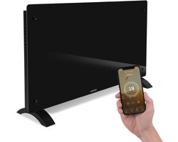 VONROC Luxe elektrische kachel - Convectorkachel met glazen paneel – 1250W/2500W- Verwarmt ruimtes tot 30m2 - Bediening zowel met app (via Wifi) als handmatig – Instelbare thermostaat en timer - Zwart