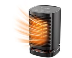 Vulpes Goods® Tech - Elektrische Kachel - Elektrische Verwarming voor Binnen - Ventilatorkachel - Keramische Kachel - Heater - 3 Standen - 950W - LED Indicatie - Roterend - Zwart - PRO versie