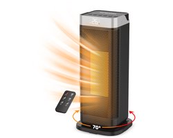 Vulpes Goods® Tech - Elektrische Kachel - Ventilatorkachel - Keramische Kachel - 4 Standen - 2000W - Timer, Afstandsbediening & Thermostaat - Heater - Elektrische Verwarming voor Binnen - Zwart