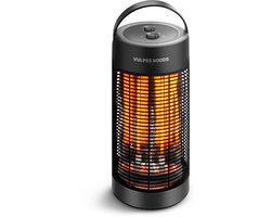 Vulpes Goods® Tech - Infrarood Verarming - Elektrische Kachel - Infrarood Kachel - Heater - Bijverwarming Binnen & Buiten - 1200W - 120°/360° Rotatie - 2 Warmtestanden - Compact & Draagbaar - Stil - IPX4 Waterbestendig - Zwart