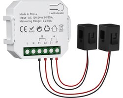 2-kanaals WiFi Slimme Energiemeter met Klem, Realtime Monitoring en App-bediening