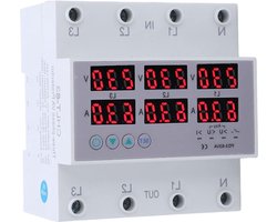 3-fasen energiemeter 1-63A DIN-rail voltmeter-Ampèremeter-LCD-scherm-Stroomverbruik(63A)