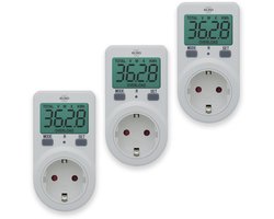 3-Pack ELRO EM1000 Plug-in Energiemeter | Inzicht in Energieverbruik en Kosten | tot 3600W