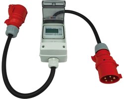 Digitale 3-Fasen Stroommeter Adapter 32A 400V CEE Mobiel Geijkt IP44