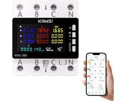Digitale 3-Fasen Stroommeter met LCD en WiFi (Tuya Smart) - 4 Draads 80A