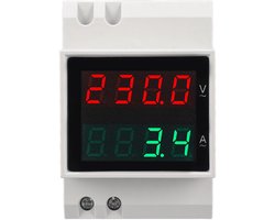 Digitale DIN-rail Stroom- en Spanningsmeter met Dubbel LED Display