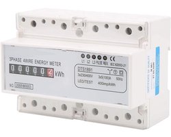 Digitale Driefasige Energiemeter 230/400V – 5-100A, Nauwkeurige Stroommonitor voor Thuis en Appartement