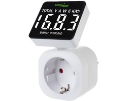 Digitale Energiekostenmeter met kWh Weergave tot 3680W - Schuko Stekker