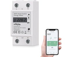 Digitale Energiemeter 1Fase 63A 220V - WiFi Smart Meter voor Energieverbruik Monitoring en Apparaatbeheer - DIN Rail Montage - Real-time Power Meter met LCD Display - Thuisgebruik