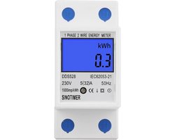 Digitale kWh Meter voor 230V en 5-32A DIN Rail Montage