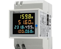 Digitale Stroommeter 1-Fase, Voltmeter en Ampèremeter voor DIN-rail, Energie- en KWH-meter AC 40-300V 100A