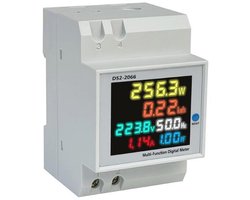 Digitale Stroommeter 6-in-1 voor DIN-rail, AC 40-300V, 100A, KWh, Ampèremeter en Voltmeter