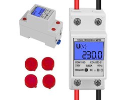 Digitale Stroommeter DIN-Rail voor 1 Fase - LCD KWH Meter 5(80) A