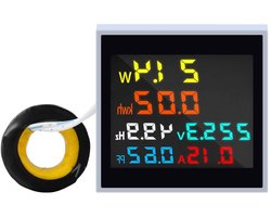 Digitale Vermogensmeter - Stroommeter Monitor - Energie Verbruik Meten - 6-in-1 Functies - 50-300V 100A - Zwart