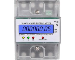 Driefase Digitale kWh Meter met LCD-Display voor DIN-rail - 3x230/400V, 5-100A AC