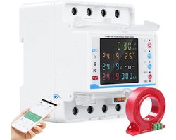 Driefase WiFi Energiemeter 100A 380V AC - Slimme Meter met Tijdregeling en Meervoudige Bescherming