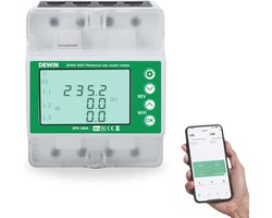Driefasige energiemeter met wifi en opbrengstmonitoring voor 100 A tot 380 VAC