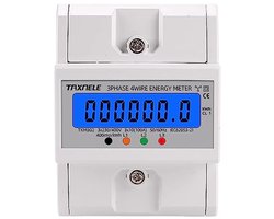 Driefasige vierdraads energiemeter met LCD-display en DIN-railmontage