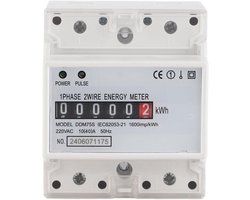 Eenfasige kWh Meter voor DIN-Rail Montage - Energieverbruik Meter met LED Display