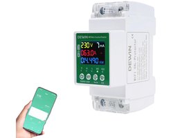 Elektriciteitsmeter DIN-rail WiFi met Lekstroombeveiliging en Overspanningsbeveiliging – 63A AC 230V