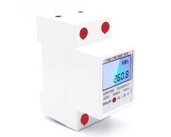 EXCITAT DDM15SD Enkele fase energiemeter - Enkele fase 2-polige DIN-rail energiemeter - AC-ampèremeter - 50 Hz - 5-80 A - met LCD-scherm