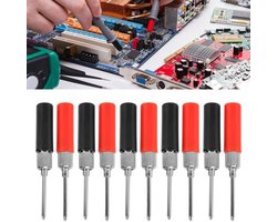 KARZO - 5 Sets Test Lead Probe Multimeter Soldeerloze Naald 2mm J.30014 Standaard Probe Pin 0-30Vac 0-60Vdc 24A Rood&Zwart Voor Circuit&Voltage Testen