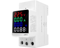 KARZO - AC80-270V LCD digitale flowmeter 100A Multifunctionele flowmeter DIN-rail 6-in-1 AC-meter Digitale energiemeter Ampèremeter Voltmeter Diner, 1-fase AC-meter