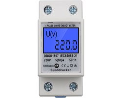 LCD Digitale Stroommeter 1-Fase KWH Teller voor DIN-Rail