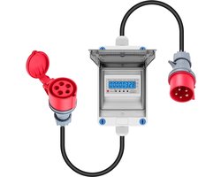 Mobiele 3-Fasen Stroommeter 32A 400V Digitaal met CEE en Reset