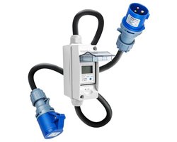 Mobiele digitale stroommeter 230V AC 16A met IP65 behuizing en CEE 3-pins connector