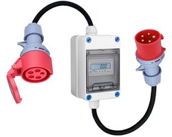 Mobiele digitale stroommeter met 3 fasen en CEE-stekker voor caravans en campers