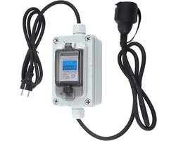Mobiele stroommeter stopcontact IP67 waterdicht, 16 A CEE tussenmeter met KWH-weergave, stroommeter uitlezen via display voor camping, camper en elektrische auto, 3 m rubberen kabel
