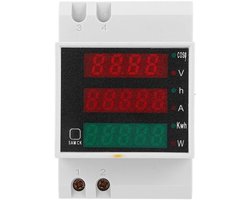 Multifunctionele Digitale Energiemeter voor DIN-rail met LED Display voor Spanning, Stroom en Energieverbruik