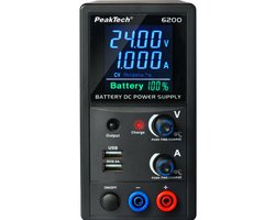 Peaktech 6200 - batterijgevoede labovoeding - 0...24V / 0...1A DC