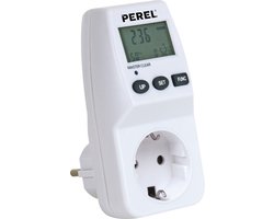 Perel Energiemeter, lcd-scherm, 230 V, 16 A, 3600 W, Duitse aarding type F, wit