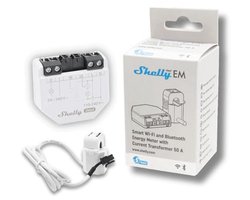 Shelly EM Gen3 + 50А Clamp | Wi-Fi & Bluetooth Smart Energy Meter and Contactor Control Relay Switch | Power Transformer | Home Automation | Alexa & Google Home | No Hub Required | Power Monitoring