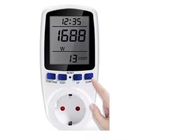 Skaitmeninis Energijos Matuoklis - Vatmetras su Ekranu - 3680W/16A - Matuoja Įtampą/Srovę/Galią/Sąnaudas - Su Viršįkrovės Signalizacija - 230V