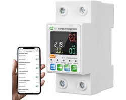 Slimme Digitale Energiemeter 63A Wifi met Overbelastingsbeveiliging