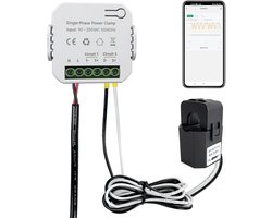Slimme Energiemeter WiFi 80A - Realtime Stroomverbruik Meten - Eenfase Klem