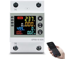 Slimme Vermogensmeter met WiFi en Kleurendisplay voor Spanningsbeveiliging tot 63A